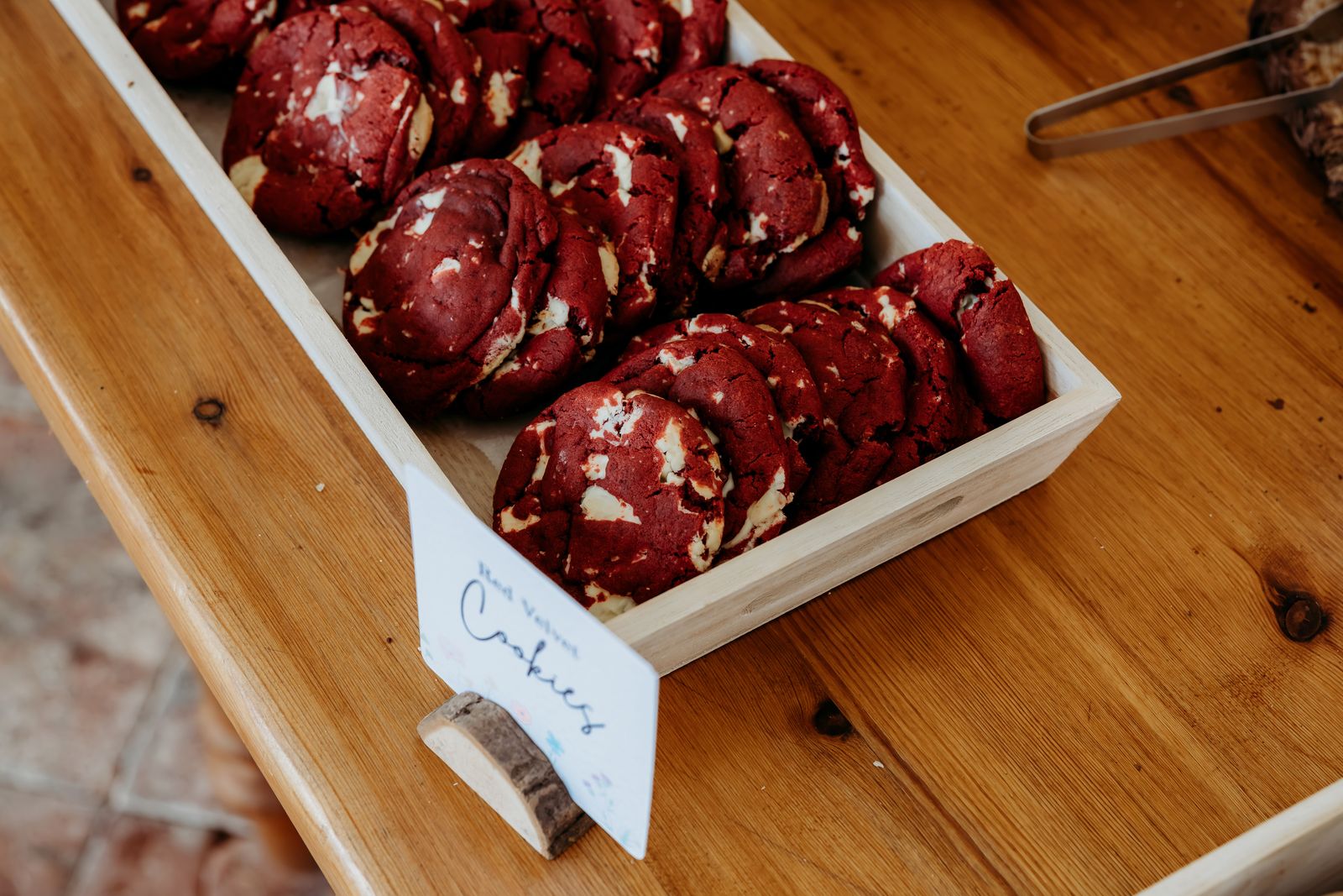Red velvet and white chocolate NYC cookies